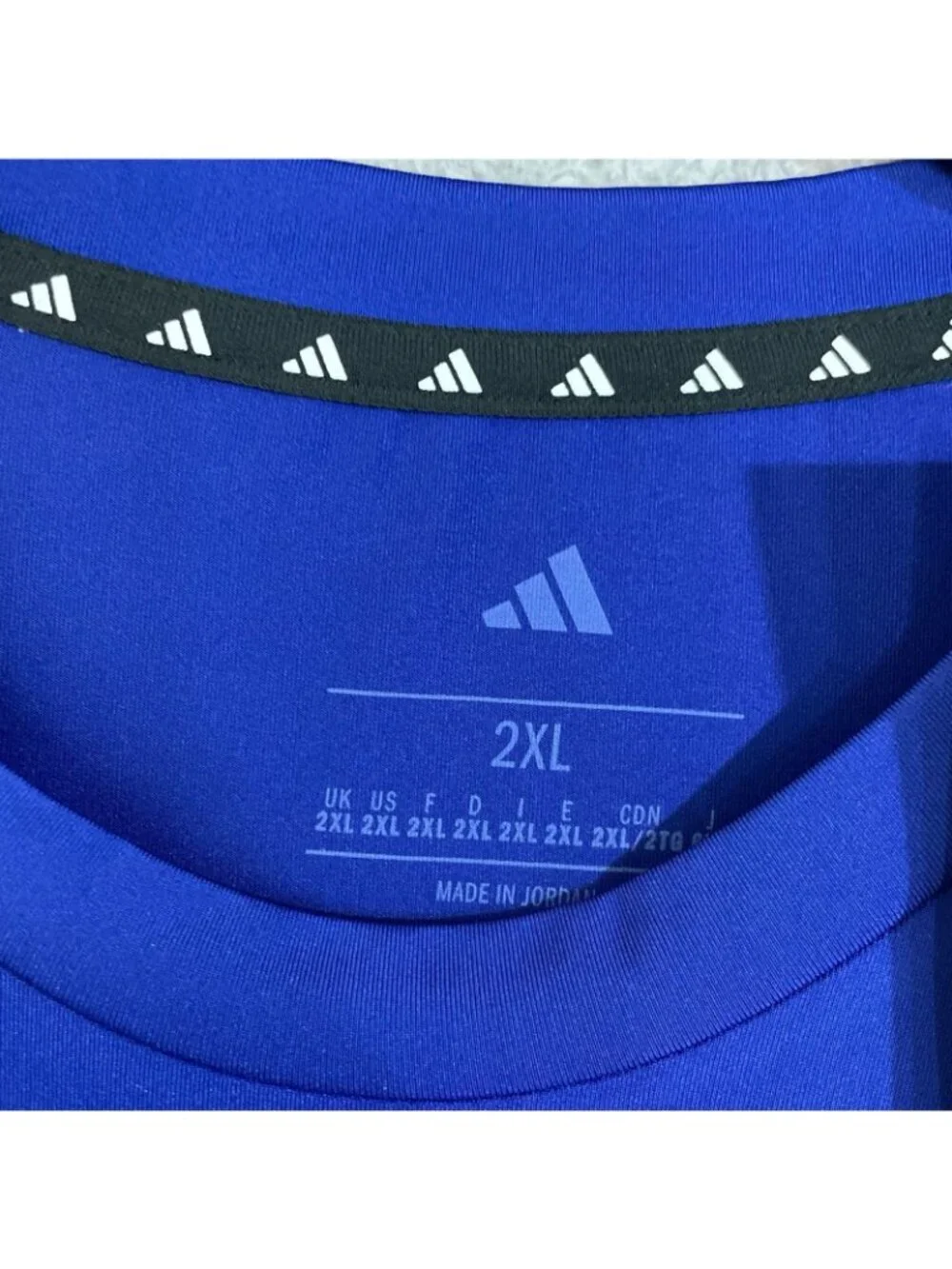 NWT Adidas Men's XXL Blue T-Shirt With Red & White Stripes  Polyester